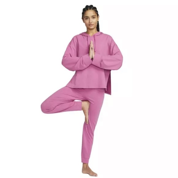 Nike Tops - Nike Yoga Dri-FIT Fleece Cardi Hoodie women’s medium Pink